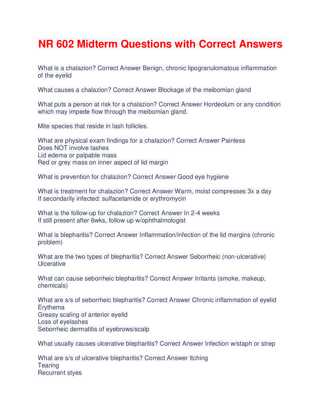 Preview image for NR 602 Midterm Questions with Correct Answers